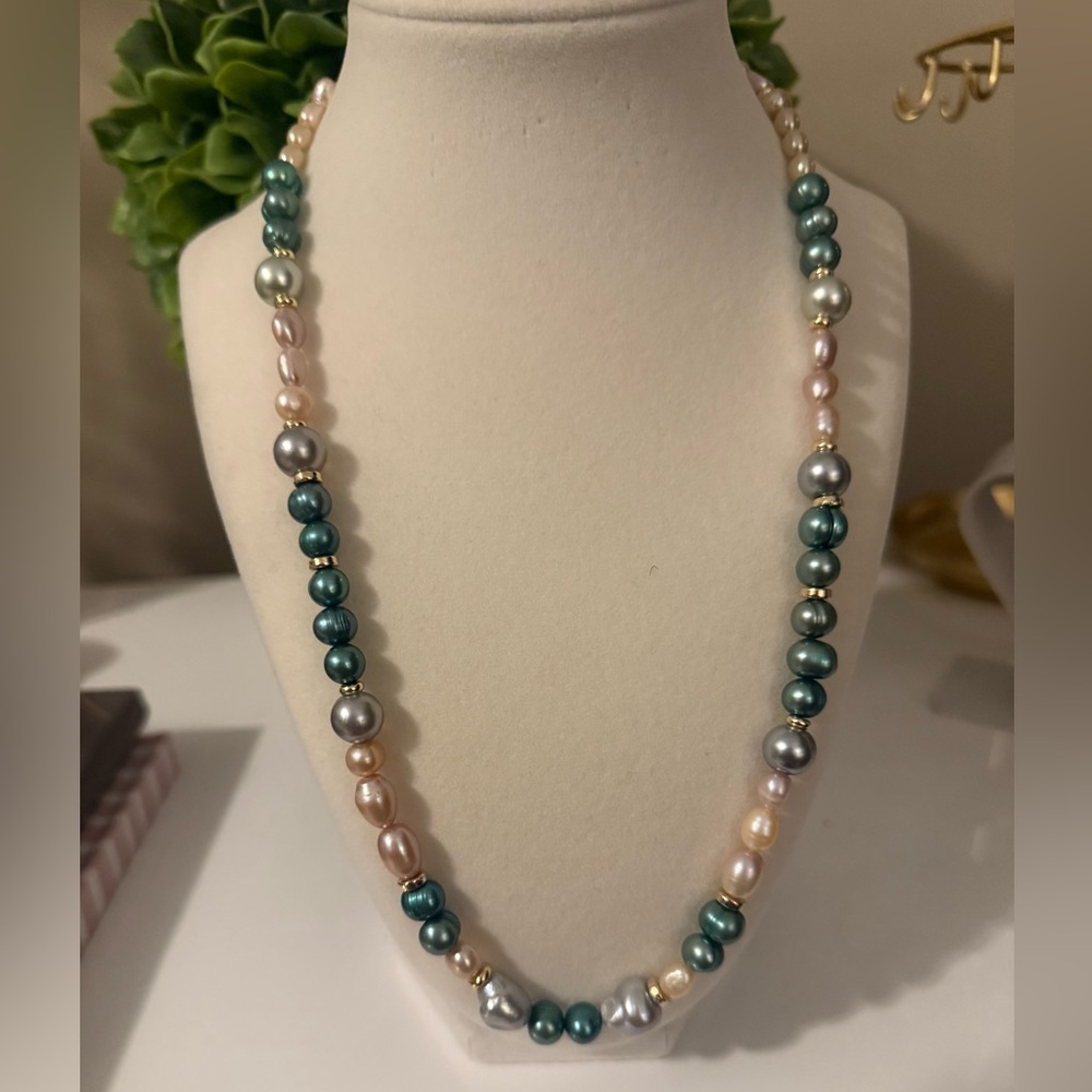 Greenish multi colored Freshwater Pearls